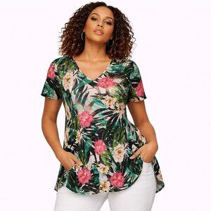 🌺 Attitudes Women’s Multicolor Floral Blouse – Size LP